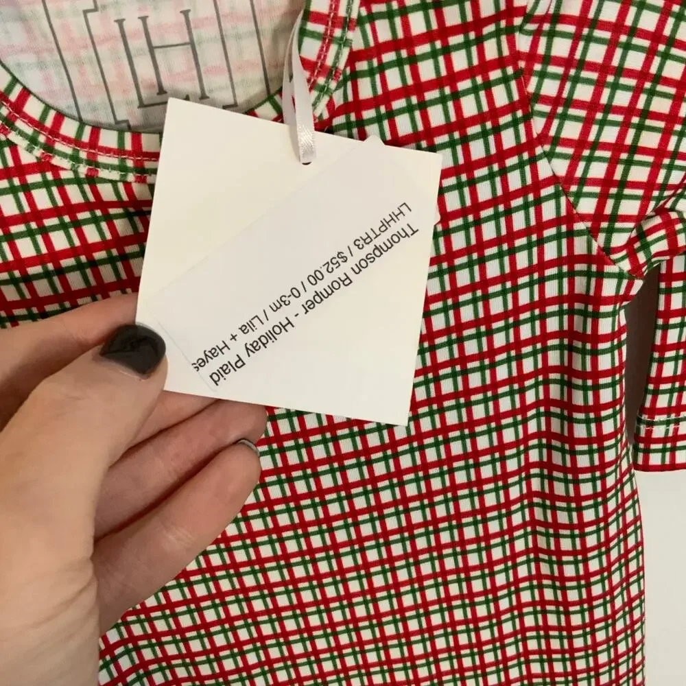 Lila + Hayes Thompson Romper - Holiday Plaid‎ NWT size 0-3mo